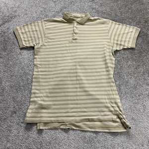 Gap Clothing Co Polo Shirt Womens Medium Beige White Striped Golf Rugby Vintage